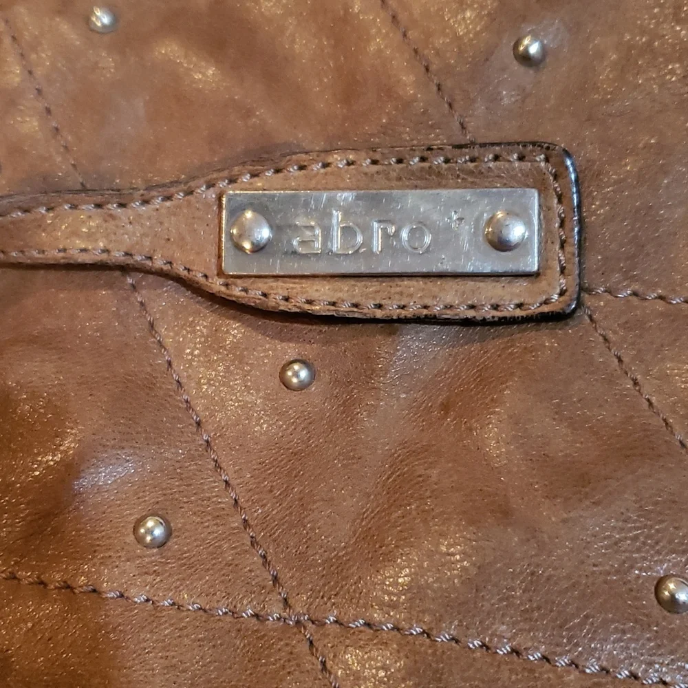 ABRO Vintage Hobo Taupe Leather Handbag